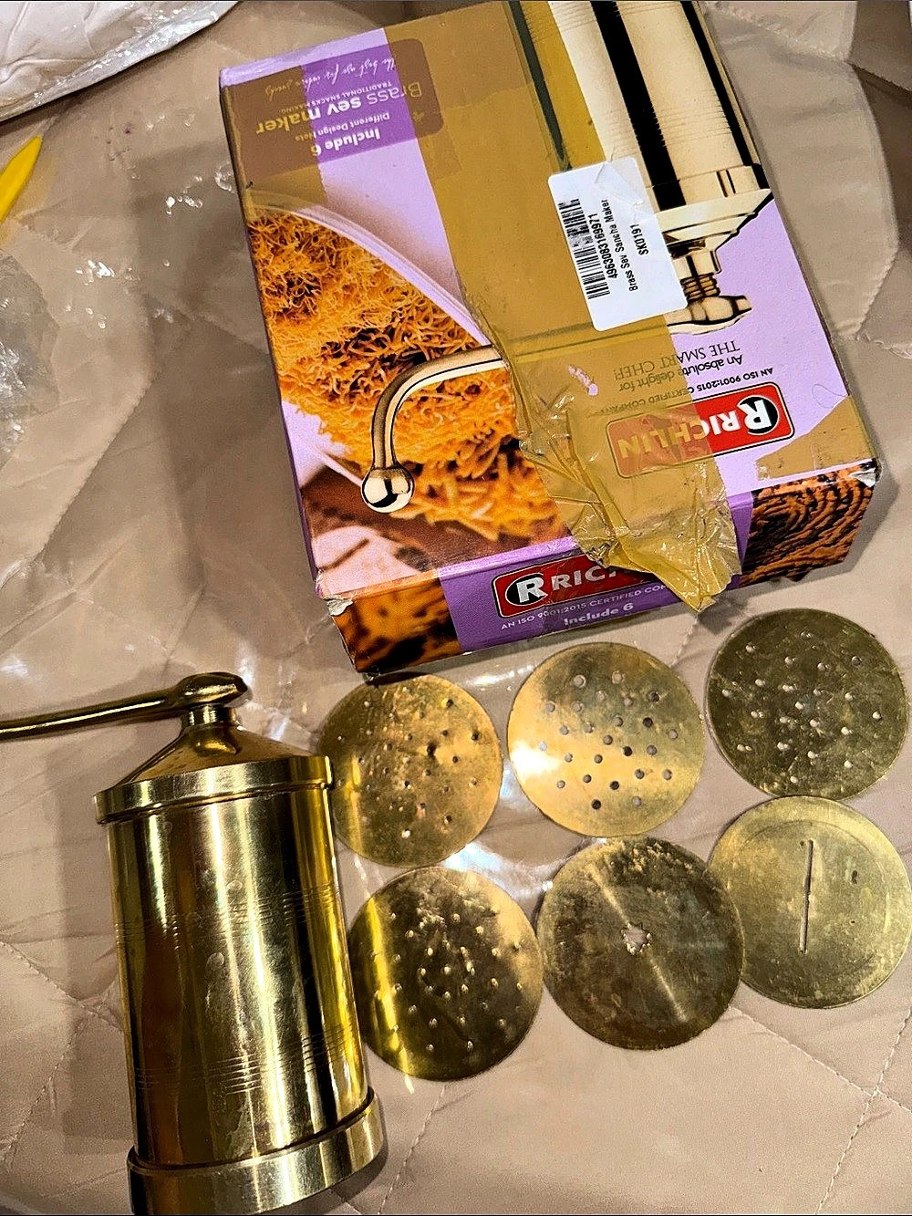 Richlin Brass Sev Maker with 6 Different Design Nets Set with 6 Design Discs